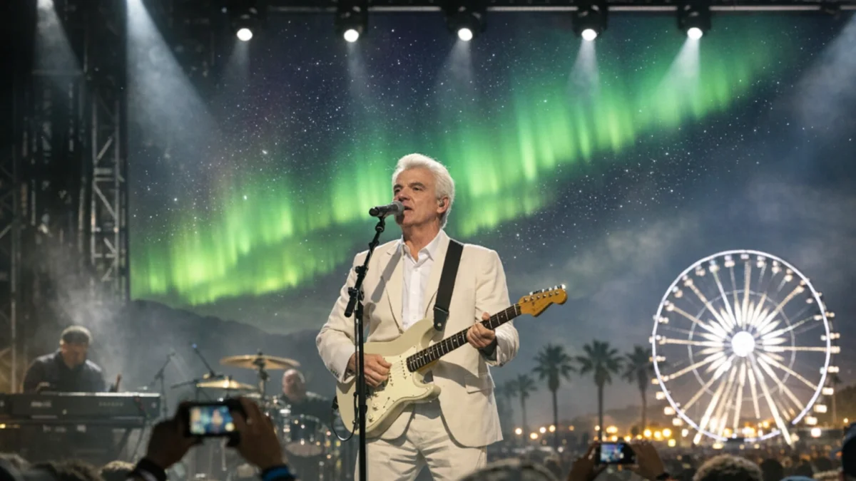 David Byrne Coachella 2026 Performance Coincides With Aurora Borealis Display