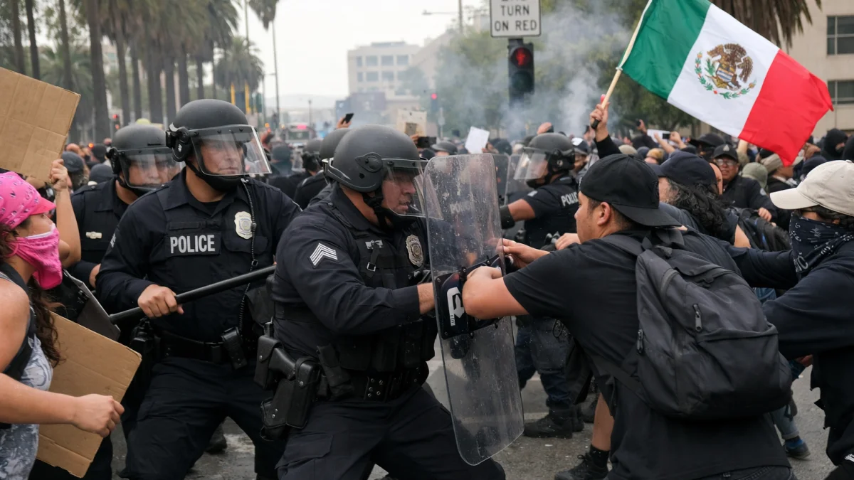 Protesters Clash With Police Over ICE Raids in Los Angeles