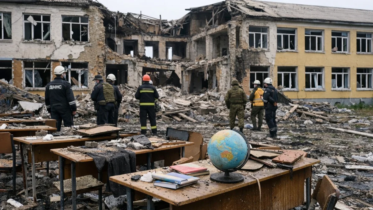 Russian Drone Strikes Ukrainian School Killing Multiple Civilians