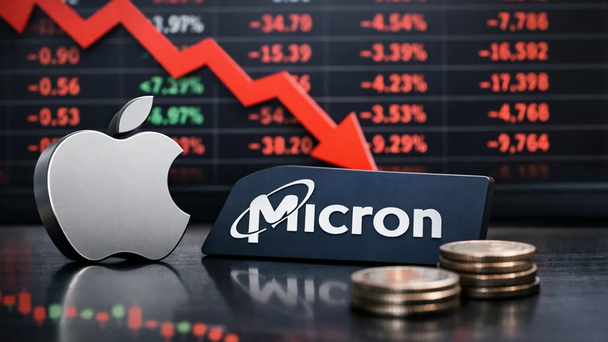 Apple and Micron Stocks Drop Sharply in Midday Trading