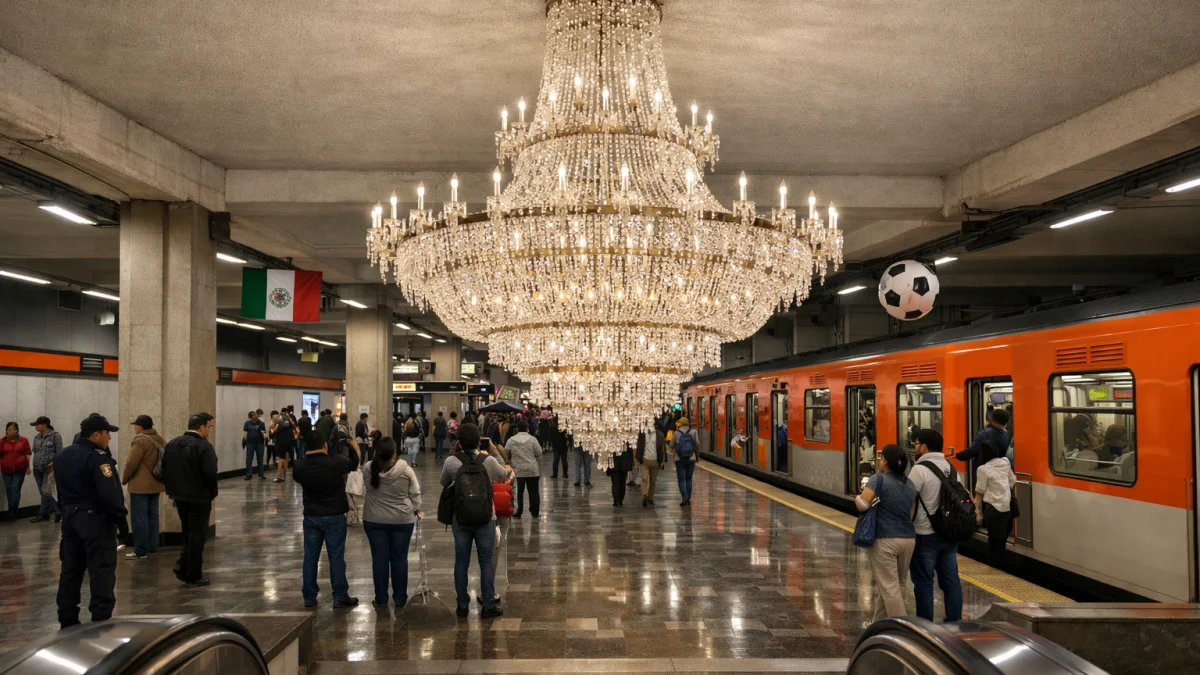 Mexico City Installs Chandelier in Metro Station Ahead of World Cup