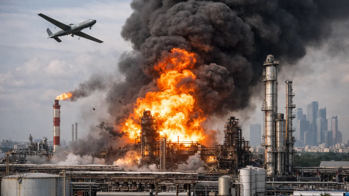 Ukraine Launches Major Drone Strike on Moscow Oil Refinery