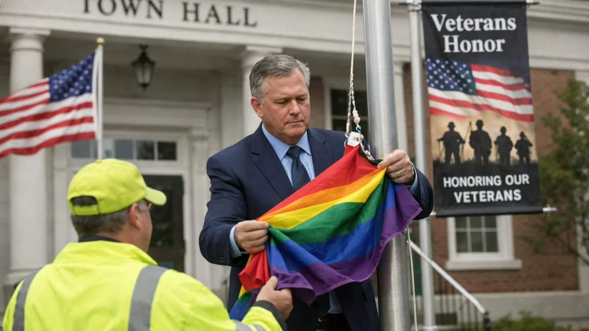 Mayor Removes Pride Flags After Veterans Banner Dispute in Town