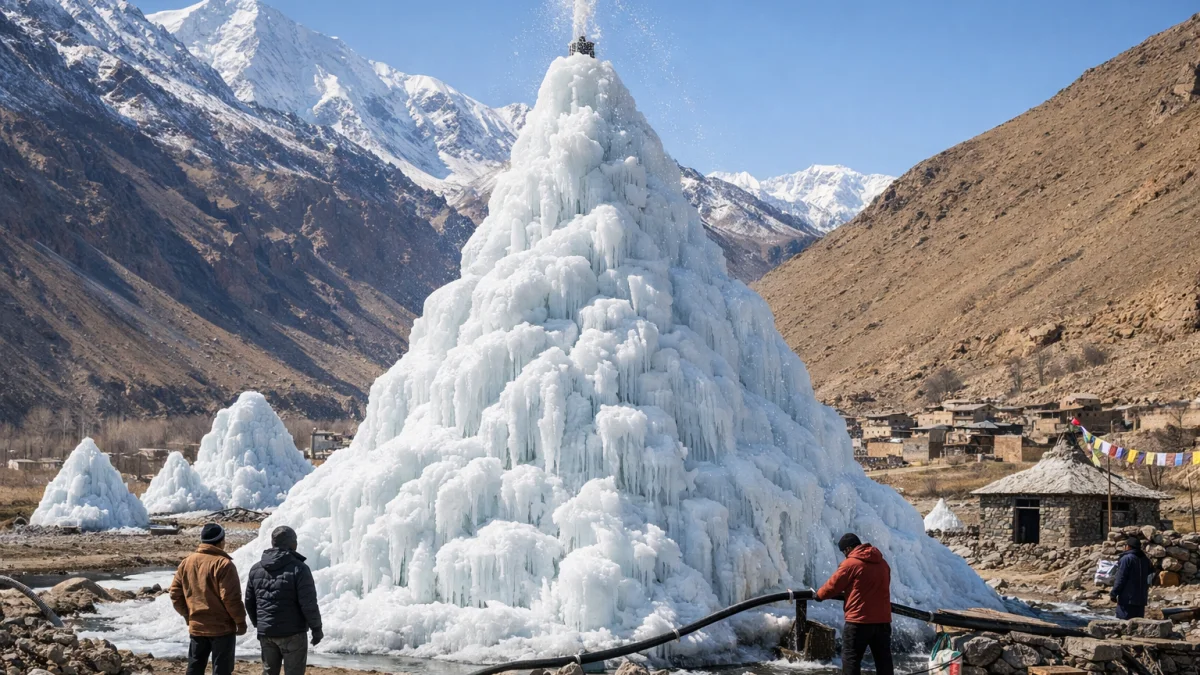 Artificial Ice Pyramids Built to Combat Water Shortages in Himalayan Villages