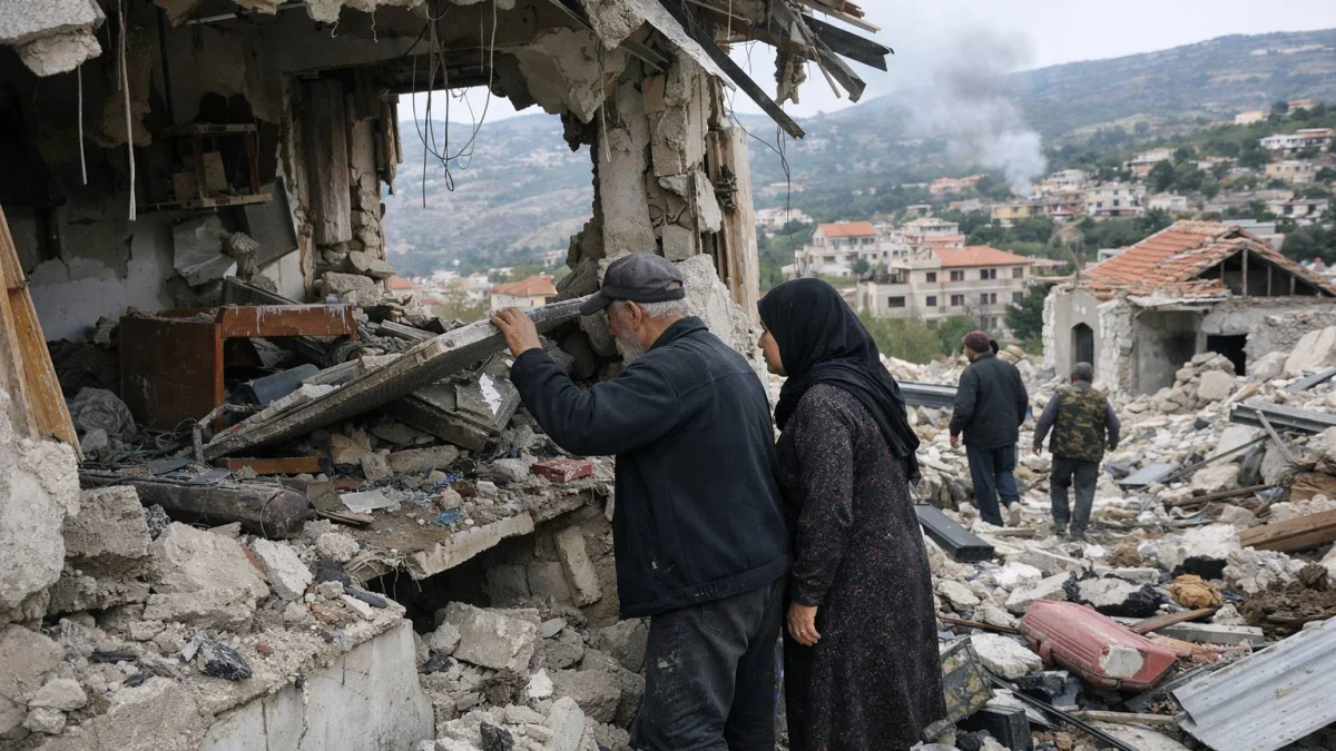 Lebanese Villagers Return to Homes Damaged by Recent Strikes