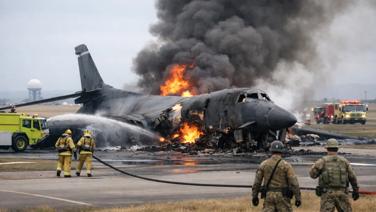 Air Force Bomber Crashes on Takeoff at California Base