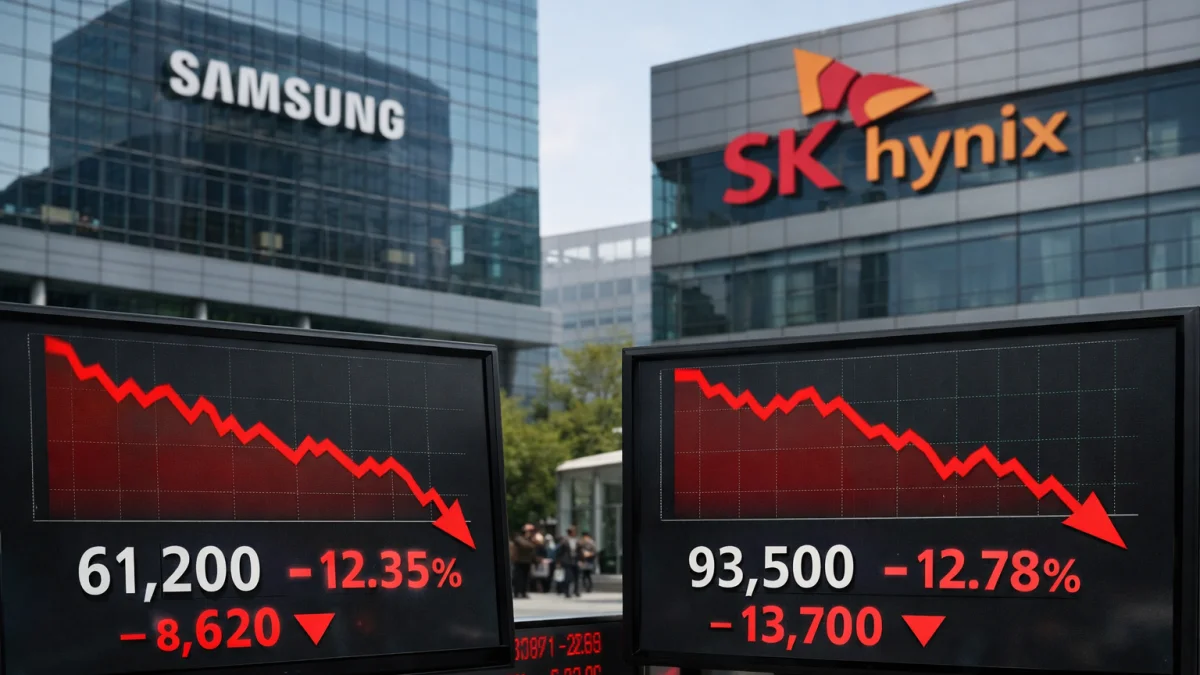 Samsung and SK Hynix Each Tumble More Than Twelve Percent in Tuesday Trading