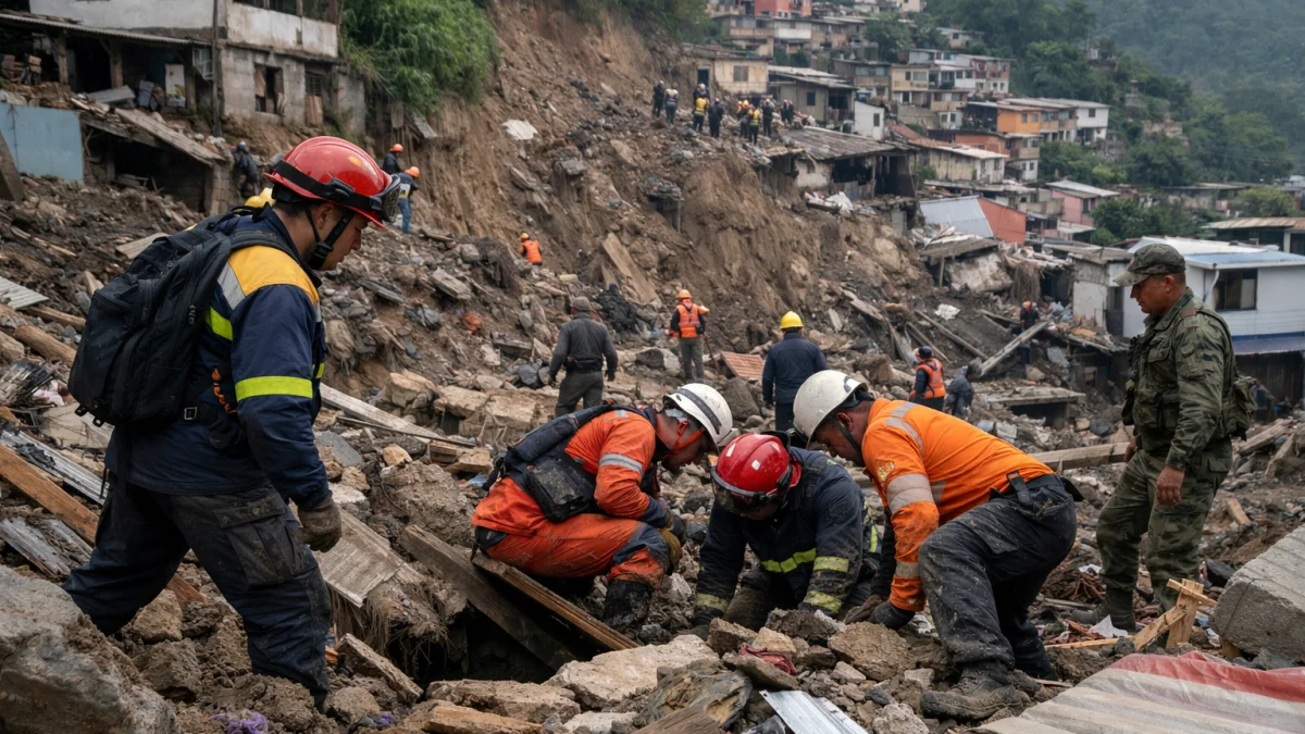 Rescuers Search for Survivors in Devastated Caracas Neighborhoods