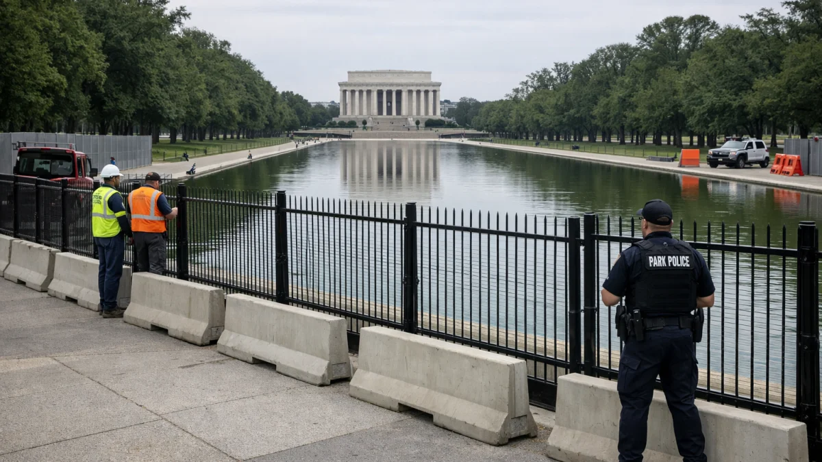 Reflecting Pool Fencing Installed Ahead of July 4 Celebrations in Washington